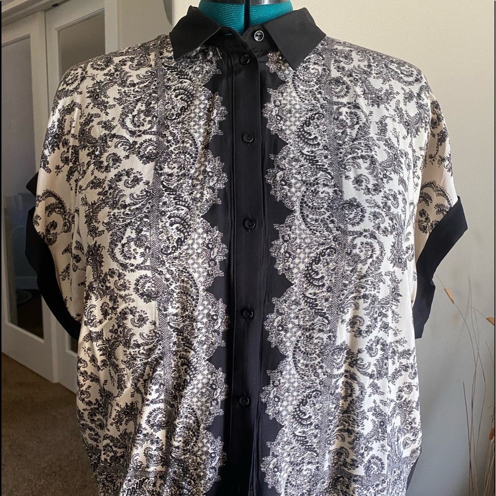 H&M black & cream printed blouse